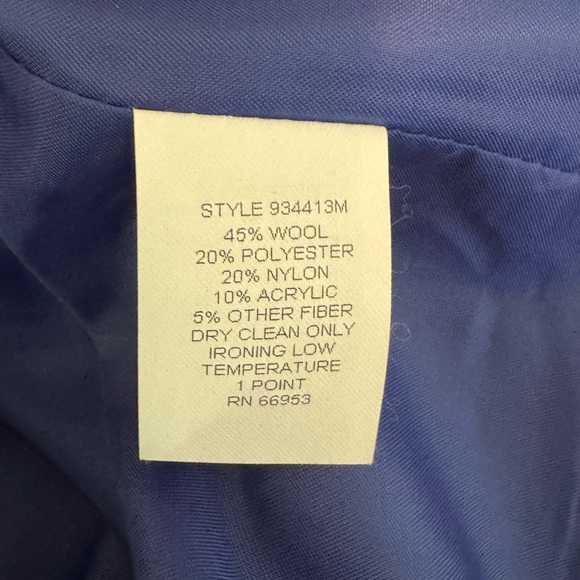 B-51 Joan Leslie Blue Wool Blend Long Sleeve‎ Blazer Suit Jacket Size 12 - Picture 14 of 15